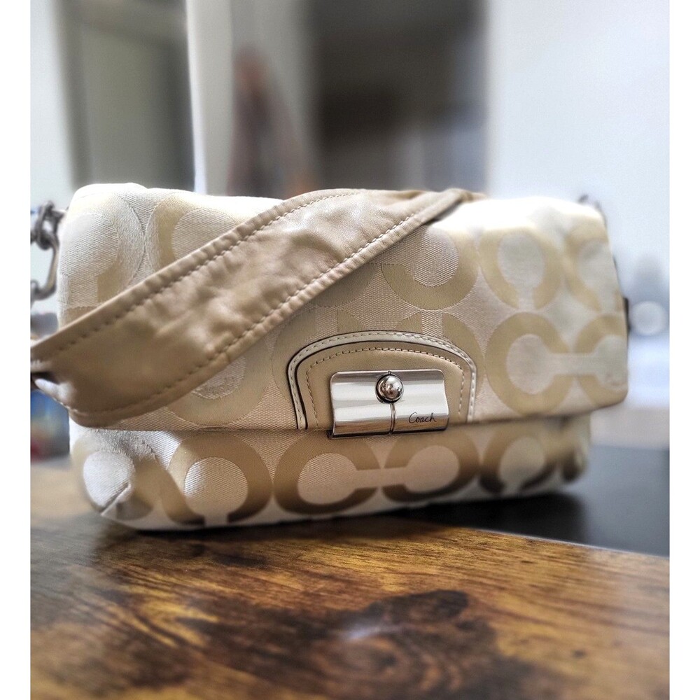 COACH Kristin Signature Op Art C Logo Demi Shoulder Bag Sateen Jacquard Y2k